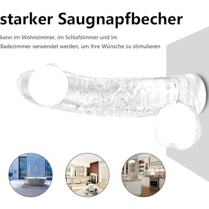 Гнучкий фаллос на присосці — 24x19x4.5 см — Прозорий Вінниця - фото 2