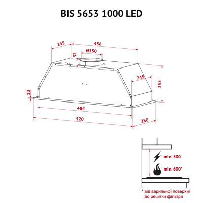 Витяжка кухонна Perfelli BIS 5653 BL 1000 LED Вінниця - фото 7