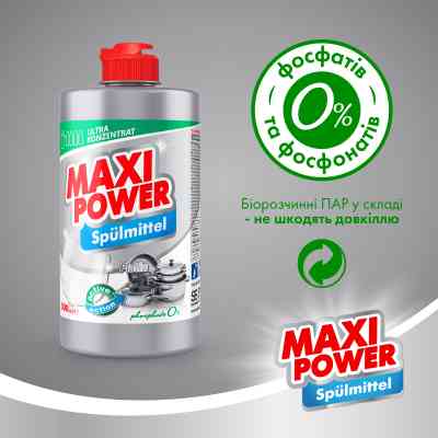 Средство для ручного мытья посуды Maxi Power Платинум 500 мл (4823098411949) Винница