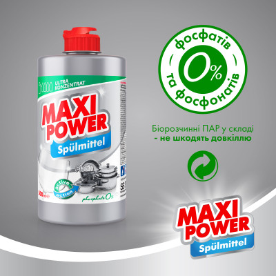 Средство для ручного мытья посуды Maxi Power Платинум 500 мл (4823098411949) Винница - изображение 5