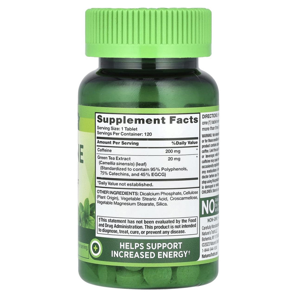 Кофеин плюс экстракт зеленого чая Nature's Truth Caffeine Plus Green Tea Extract 220 мг 120 таб Киев - изображение 2