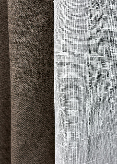 Комплект штор VR-Textil лен премиум ELEMENTA 150х270 2шт и Тюль 500х270 1867ш-115т венге с белым 71-072/4 Киев - изображение 6