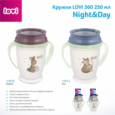 Поїльник-непроливайка Lovi 360 250 мл Night&amp;Day Fox (1/611) Вінниця - фото 7
