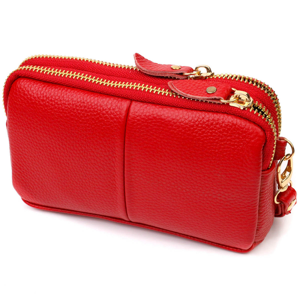 Стильный женский клатч на два отделения из натуральной кожи 22090 Vintage Красный Киев - изображение 2