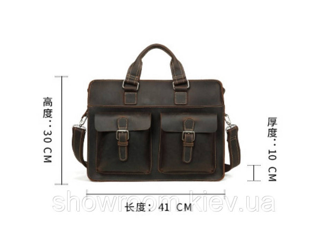 Мужская кожаная сумка портфель Wild Leather (262) черная Киев - изображение 5