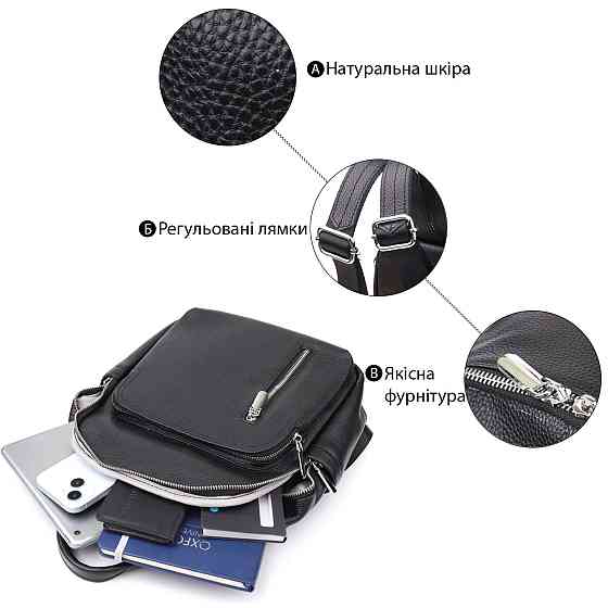 Женский рюкзак из натуральной кожи Vintage 23059 Черный Киев