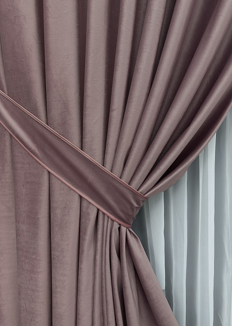 Шторная ткань бархат, высота 3м цвет пудровый 1556ш Киев - изображение 4