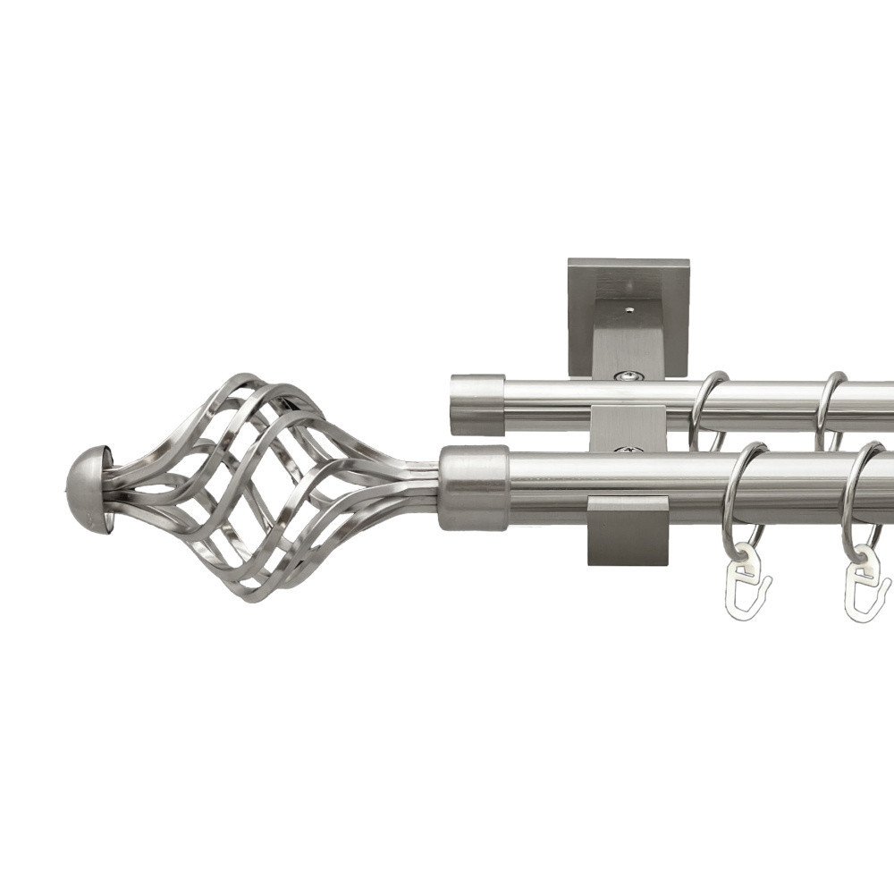 Карниз Orvit Арезо металевий дворядний техно гладка труба кільце металеве Нержавіюча Сталь 25\19 мм 200 см Львов - изображение 1