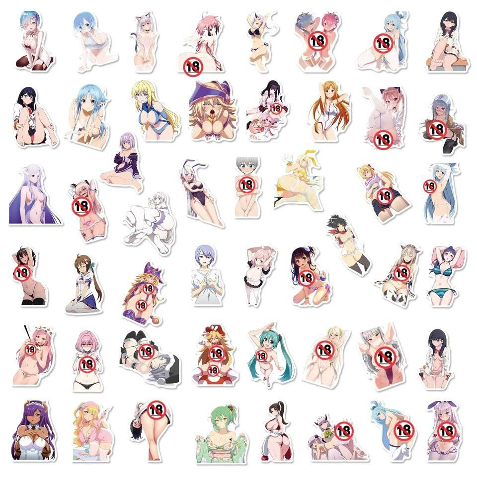 Наклейки Стикеры Аниме. Водонепроницаемые эстетические Аниме наклейки 18+ ((Аниме Хентай) Набор 50 ш Киев - изображение 2