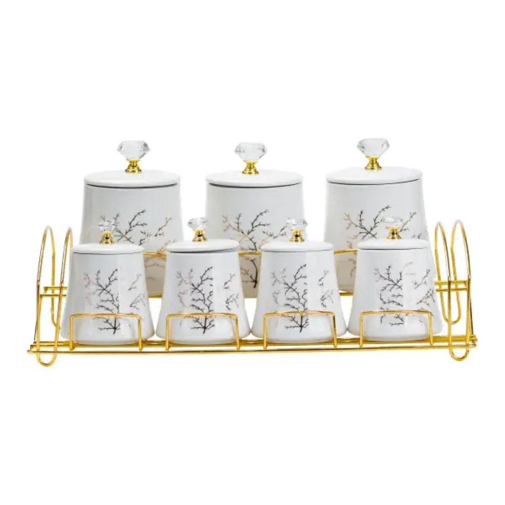 Набір для спецій 4 шт по 250 мл і 3 шт по 550 мл на металевій підставці HP1216 Київ - фото 1