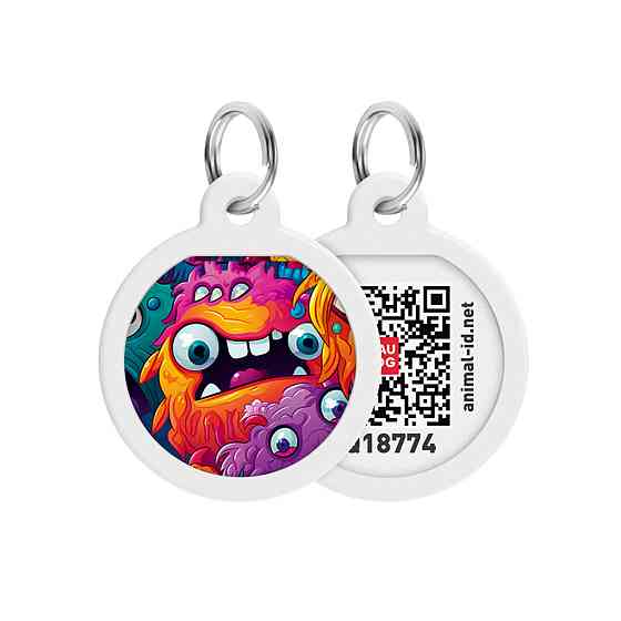 Адресник для собак и кошек металлический WAUDOG Smart ID с QR паспортом, рисунок 