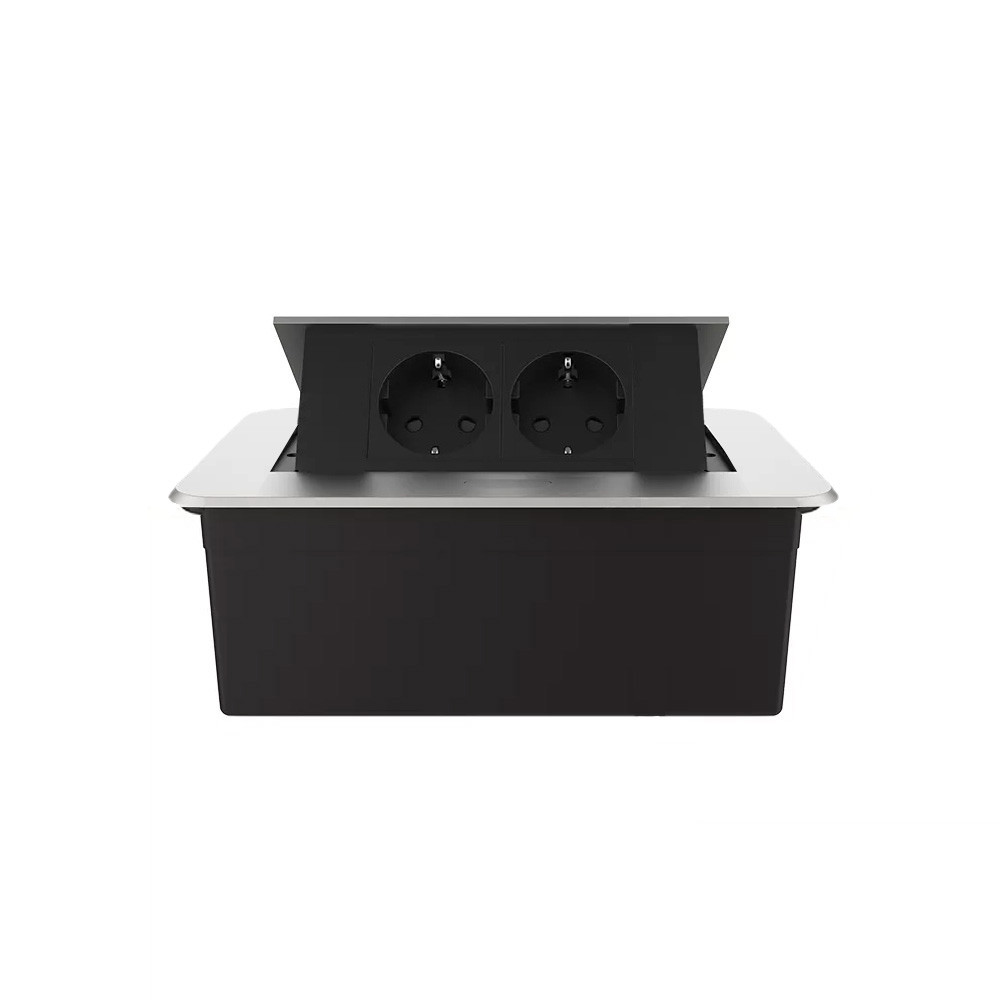 Меблева розетка подвійна LIVOLO срібна, вбудована у стільницю, для кухні/офісу/конференц-залу, висувна, з заземленням, плавне відкриття, алюміній 155× Коломыя - изображение 6