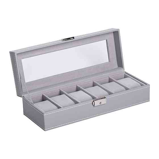 Шкатулка для наручных часов 30×11×8 см из эко кожи на 6 отсеков HP-5-3 Киев