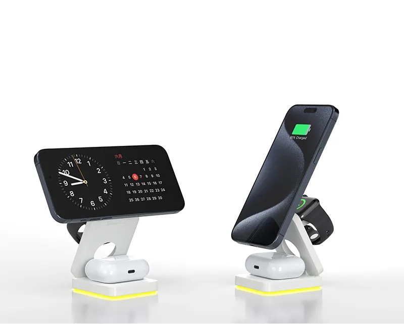 Бездротовий зарядний пристрій 3в1 KD15 (MagSafe) з регульованим підсвічуванням - Білий Київ - фото 1