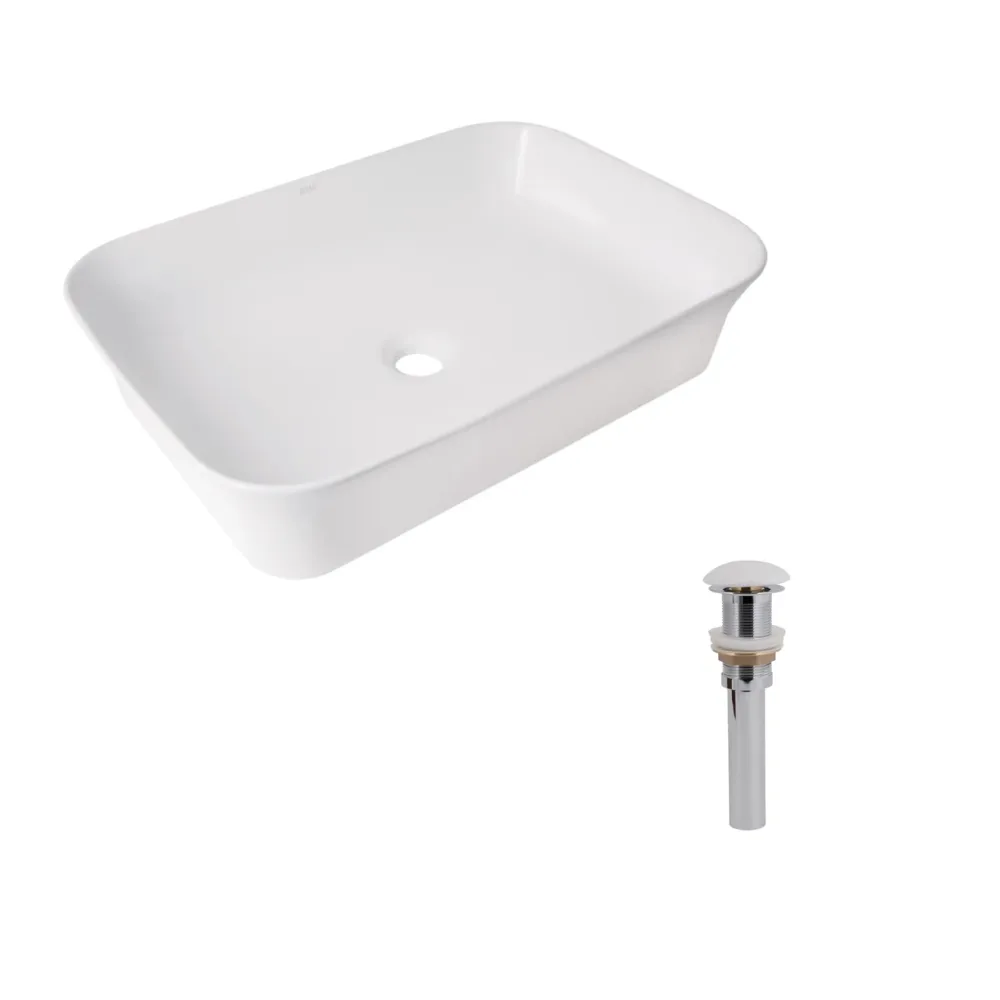 Комплект Qtap Virgo N: Раковина накладна 560x380x130 мм, White, прямокутна + Донний клапан Pop-up PU02 Київ - фото 9