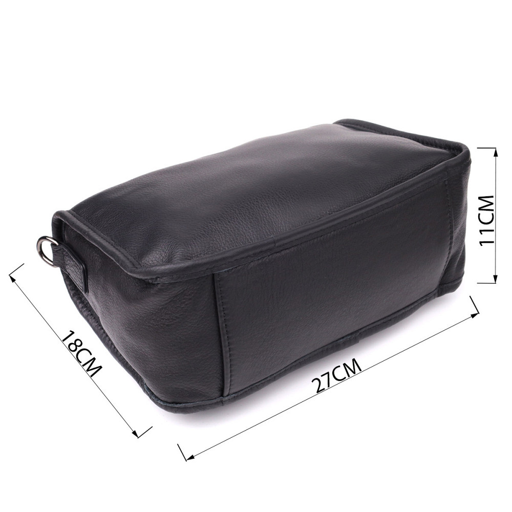 Стильна сумка на плече з натуральної шкіри Vintage 23001 Чорний Київ - фото 3