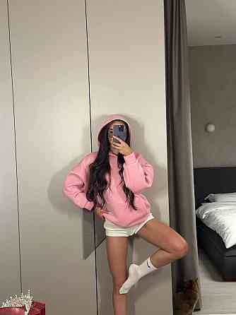 Женская повседневная теплая худи свободного кроя трехнитка на флисе ПИНЬЕ Розовый Одесса