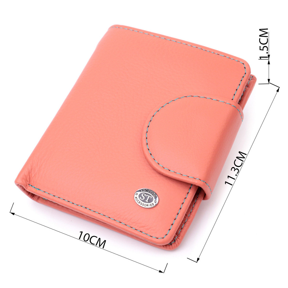 Стильный кожаный кошелек с монетницей снаружи для женщин ST Leather 19458 Оранжевый Киев - изображение 3