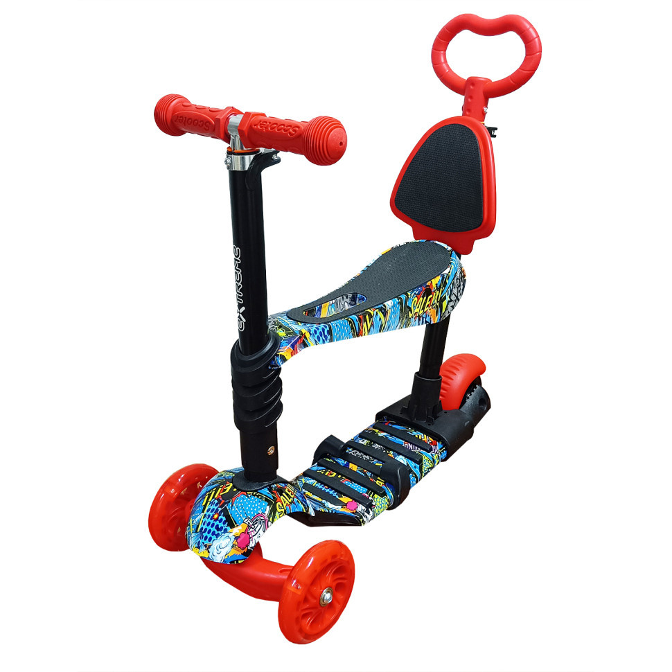 Дитячий самокат 4-х колісний 5 в 1 SC20482(Red) колеса зі світлом Вінниця - фото 1