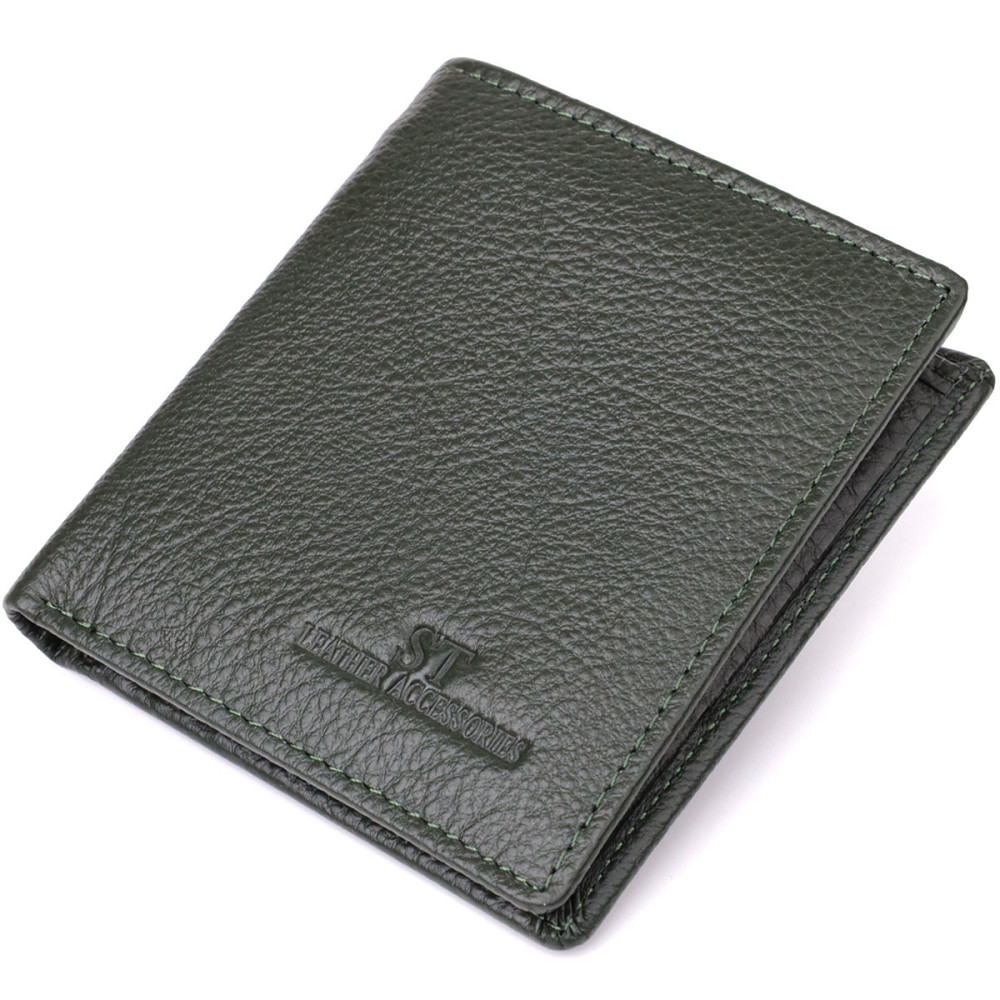 Жіночий гаманець на магніті з натуральної шкіри ST Leather 23093 Зелений Київ - фото 1
