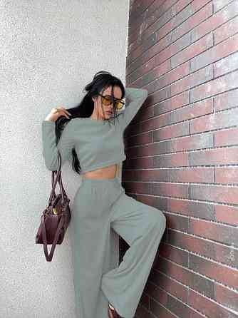 Жіночий костюм штани з лонгслівом Оливковий 46/48 Харків