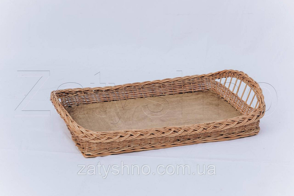 Великий плетений таця | таця з лози великий | таця плетена з лози з кіскою Київ - фото 6