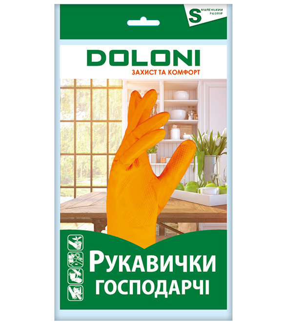Перчатки хозяйственные латексные Doloni Household 4544 р.7 (S) Ровно - изображение 1