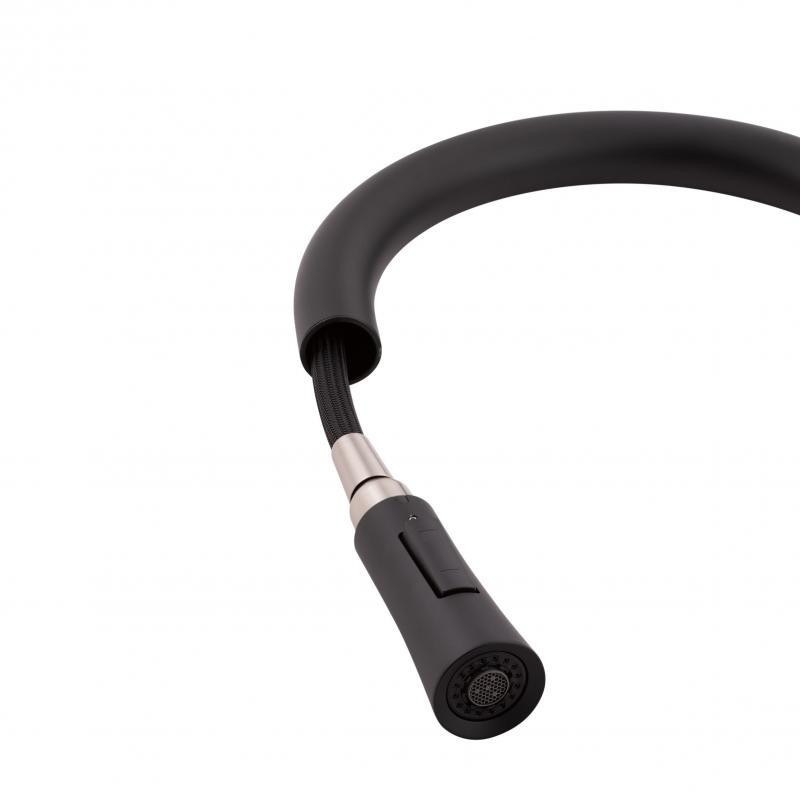 Смеситель для кухни Qtap Baruska с выдвижным изливом, нержавейка QTBAR9137103UB Black Matt Харьков - изображение 7