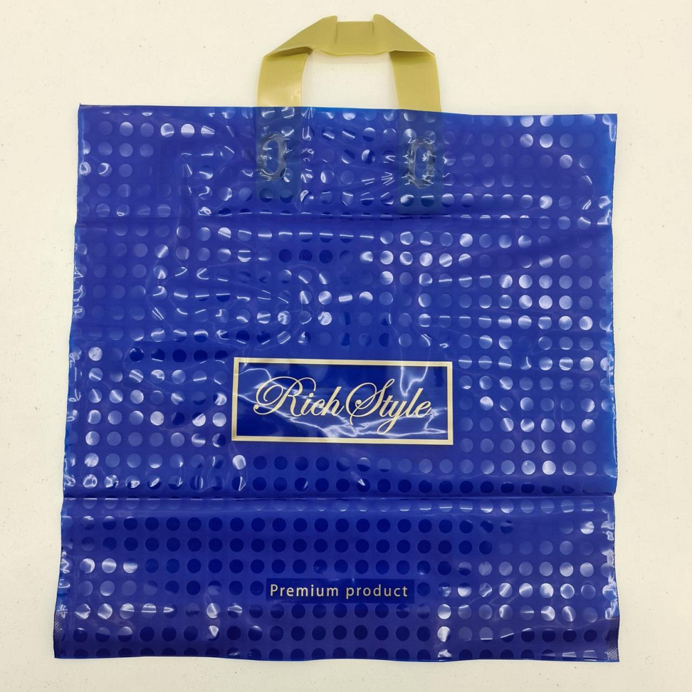 Пакет із петльовою ручкою 40*40 Горох синій (25 шт.) Харків - фото 2