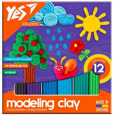 Пластилін 12 кол. 240 г "Yes" Erudite, 540560, шт Київ