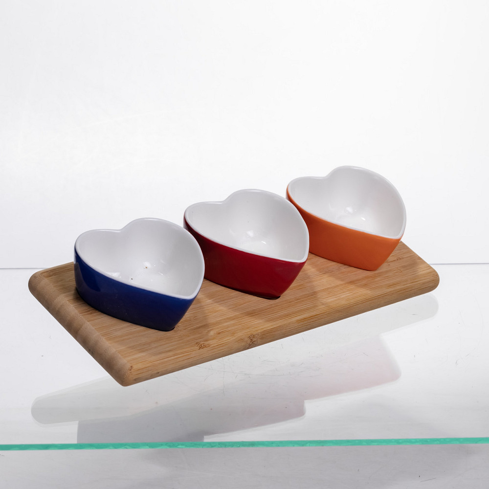 Набор менажниц фарфоровых для закусок 3 (шт) по 100 (мл) менажницы в форме сердца на бамбуковой подставке TX001 Киев - изображение 4