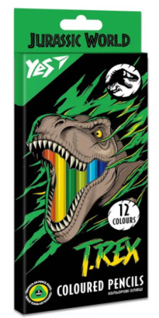 Олівці кольорові 12 кол. "Yes" Jurassic World тригранні, 290669, шт Київ