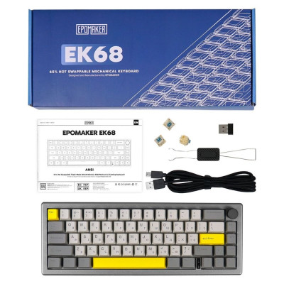 Клавиатура Epomaker EK68 65 Budgerigar V2 Switch Hot-Swap RGB Wireless/Bluetooth/USB UA Black (EK68-B-BV2) Винница - изображение 7