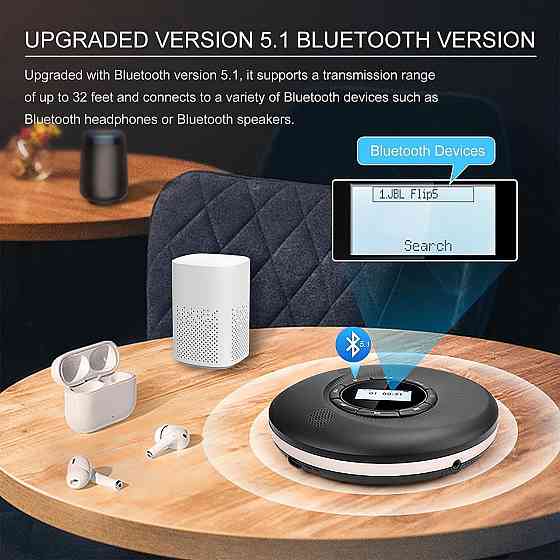 Портативний CD-програвач CCHKFEI C302 РК-дисплей з вбудованими динаміками та акумулятором Дніпро