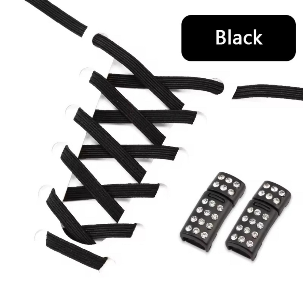 Шнурки еластичні без зав'язок з магнітною застібкою зі стразами Чорний Смела - изображение 2