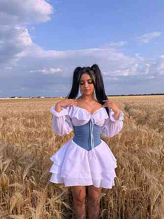 Женское нежное воздушное платье с корсетом крепшифон + джинс бенгалин Одесса