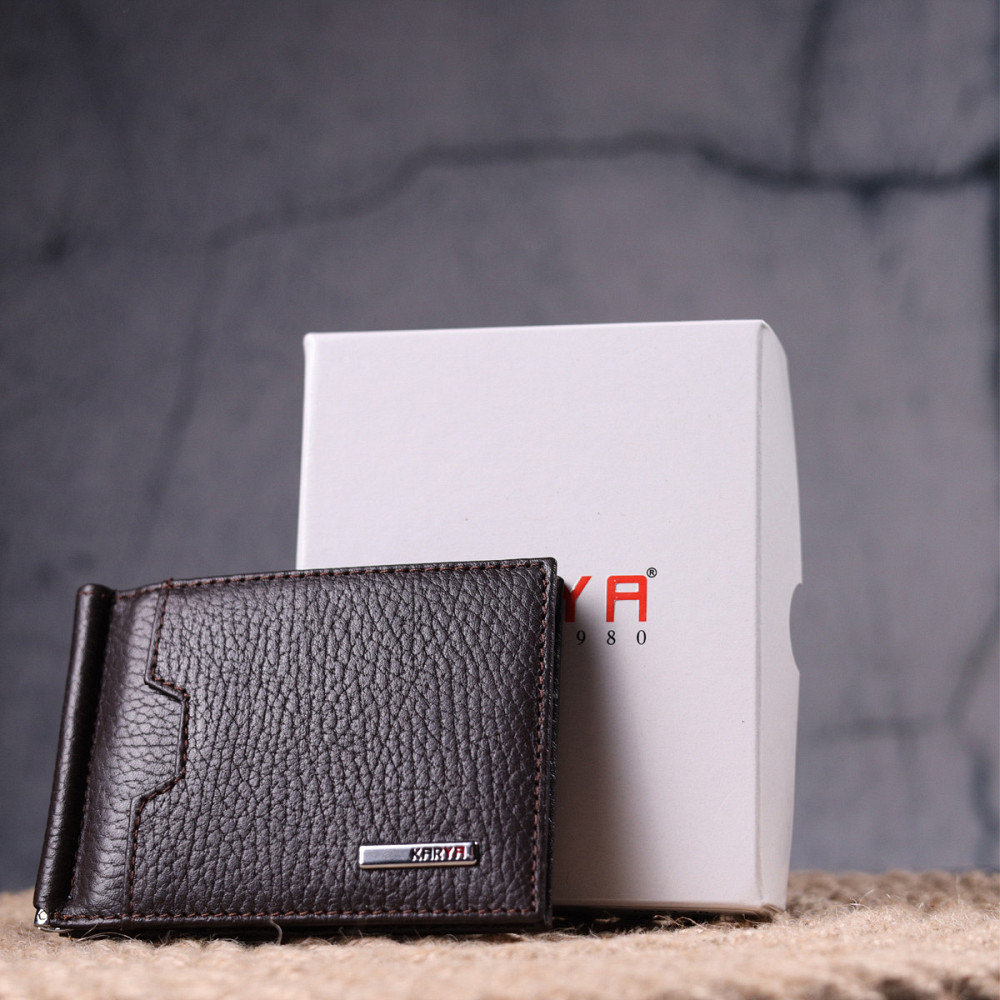 Отличный зажим для денег из натуральной кожи KARYA 21353 Коричневый Киев - изображение 9