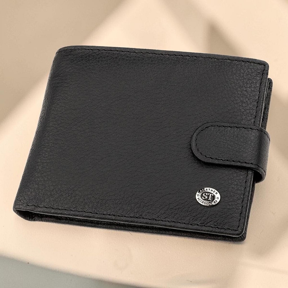 Чоловічий гаманець ST137 з італійської шкіри чорний (ST Leather) Київ - фото 18