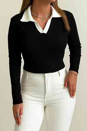 Женский базовый повседневный гольф из качественного рубчика. Черный, 44/46 Одесса