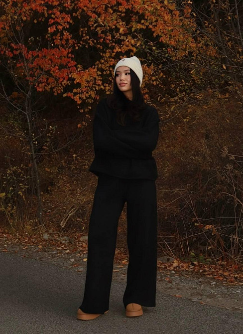 Жіночий зручний і теплий костюм двійка турецька ангора-мустанг Чорний Одеса - фото 3