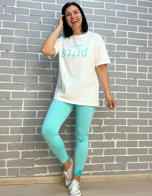 Лосини жіночі LADY HUREM 18160 мармурові пуш-ап широкий пояс утягуючі бірюзові, бірюзовий, M-L Київ - фото 19