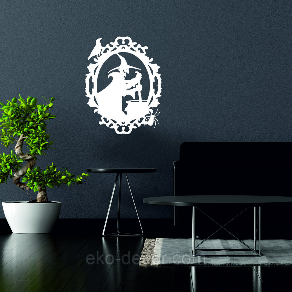 Декоративне настінне Панно «Ведьма та котел», Декор на стіну 70*54 см, Білий Київ - фото 2