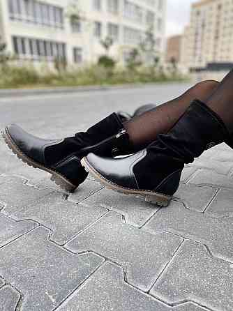 Vesna Напівчоботи жіночі VESNA чорні шкіра+замша натуральна зима 38р.39р.40р. (1258) Коломыя