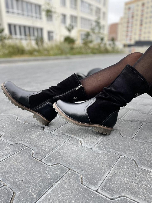 Vesna Напівчоботи жіночі VESNA чорні шкіра+замша натуральна зима 38р.39р.40р. (1258) Коломыя - изображение 4