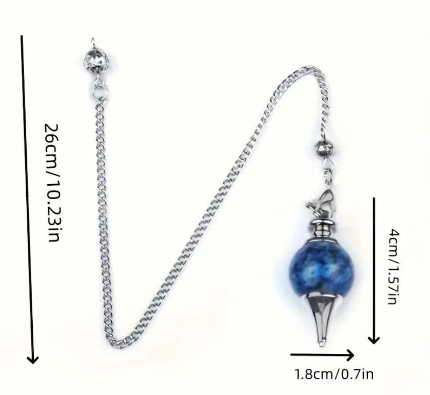 Маятник з лазуриту для медитації – 4 см, ланцюжок 26 см Київ - фото 2