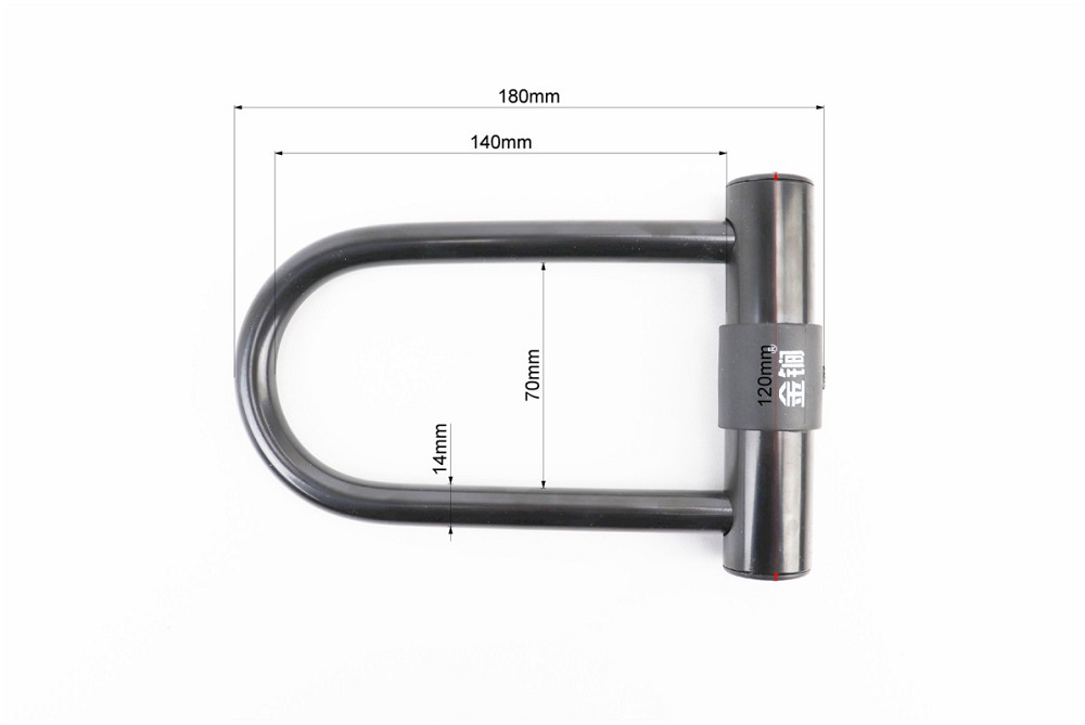 Замок протиугінний U-подібний 120x180 (70х140)мм, товщина скоби 14мм під ключ, чорний T603 Київ - фото 2