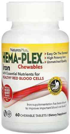 Залізо Nature's Plus Hema-Plex 60 жувальних таблеток Київ
