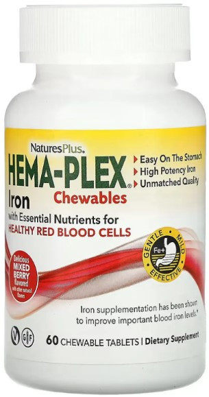 Залізо Nature's Plus Hema-Plex 60 жувальних таблеток Київ - фото 1