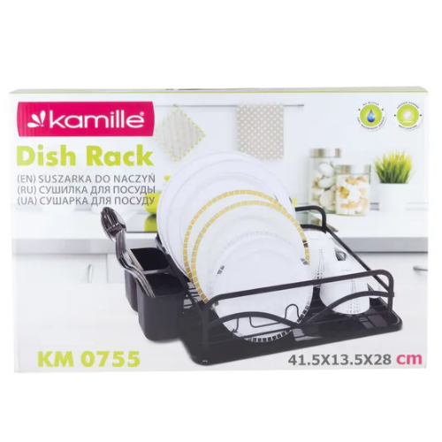 Сушарка для посуду 41,5*13,5*28см з піддоном алюміній чорний 0755 KAMILLE Житомир - изображение 9