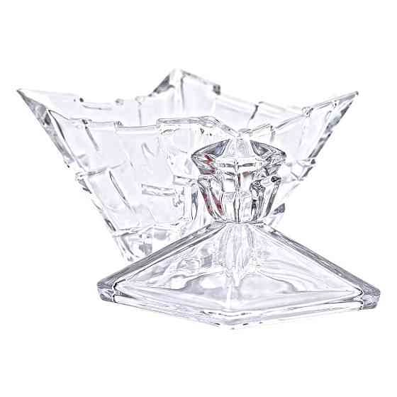 Квадратная стеклянная сахарница с крышкой 16 см Киев